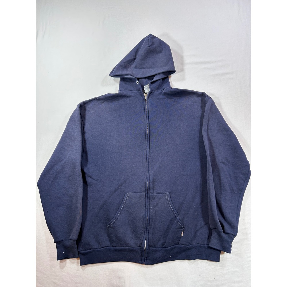 Vintage Dickies Full Zip Hoodie Navy Blue XL Made in USA Russell Corp Sweatshirt